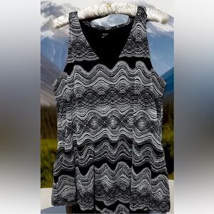 Alfani Top 1X Cute Black Sleeveless Artsy Layered Stretch Knit Shirt Blouse